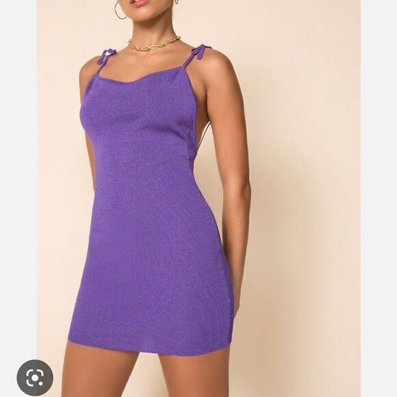 NWT Superdown Bailey Tie Strap Dress - Purple - Picture 2 of 10